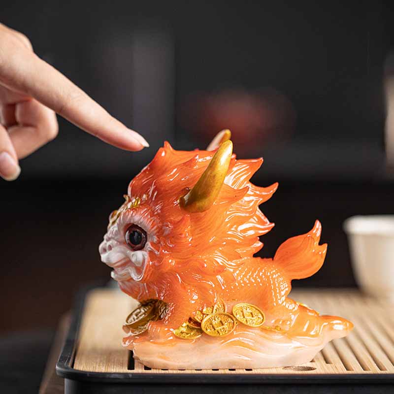Buddha Stones Color Changing Small Kirin Resin Tea Pet Home Figurine Decoration