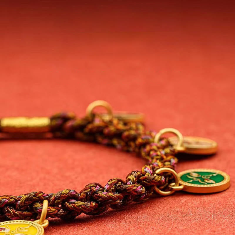 Buddha Stones Tibetan Five God Of Wealth Thangka Luck Braid String Bracelet