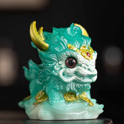 Buddha Stones Color Changing Small Kirin Resin Tea Pet Home Figurine Decoration