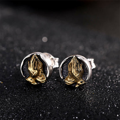 Buddha Stones 925 Sterling Silver Namaste Equality Stud Earrings