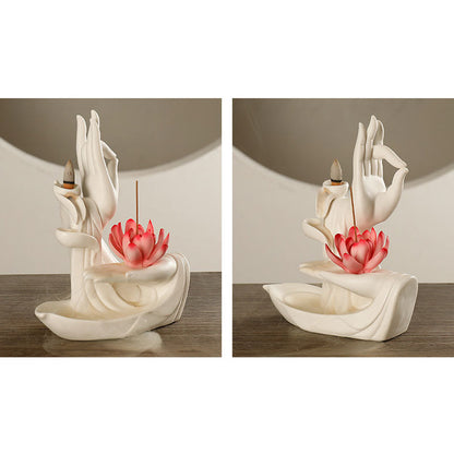 Buddha StonesTibetan Lotus Blessing Incense Burner Decoration