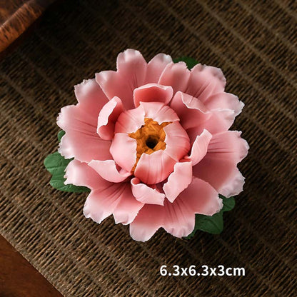Buddha Stones Tibetan Lotus Blessing Ceramic Stick Incense Burner Decoration