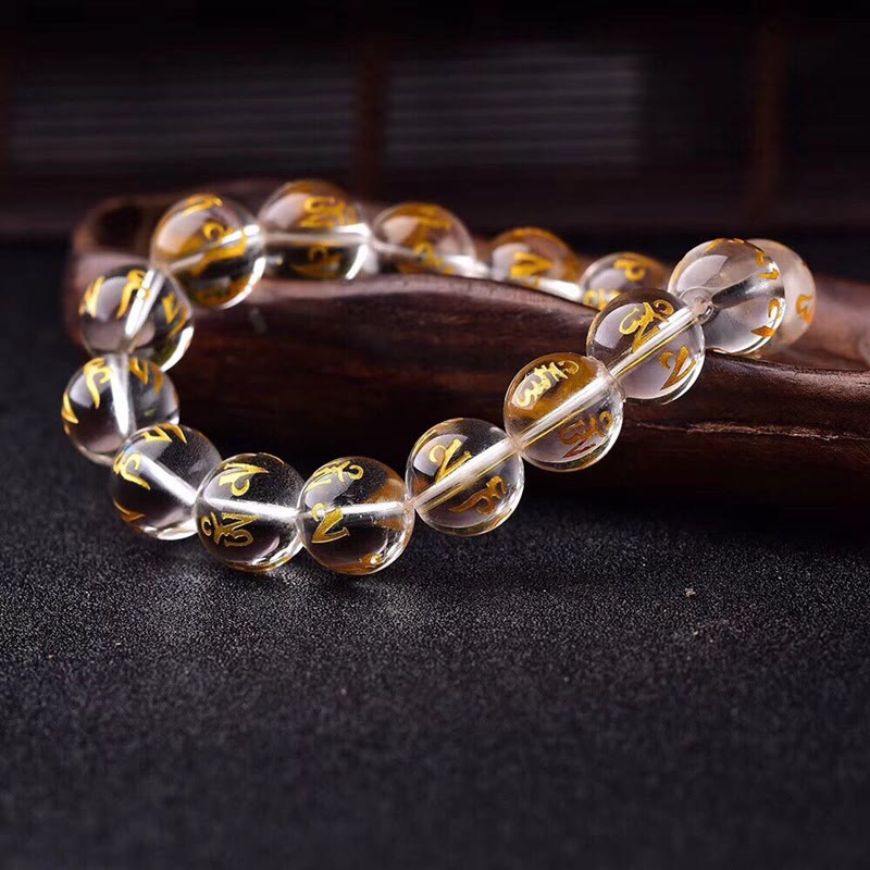 FREE Today: Open The Mind Tibet White Crystal Black Onyx Om Mani Padme Hum Meditation Bracelet