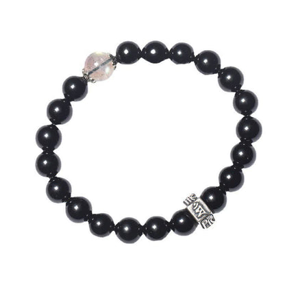 Buddha Stones Chinese Zodiac Natal Buddha 925 Sterling Silver Black Obsidian Moonstone Strength Bracelet