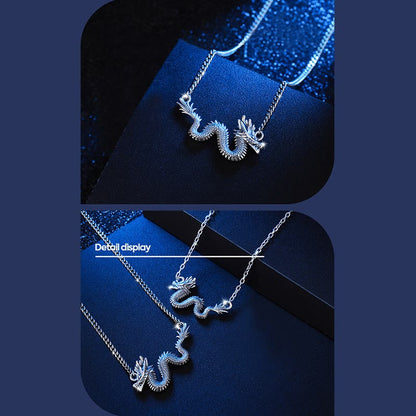Buddha Stones 925 Sterling Silver Year Of The Dragon Auspicious Dragon Protection Chain Necklace Pendant(Extra 30% Off | USE CODE: FS30)