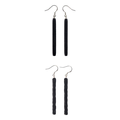 Buddha Stones 925 Sterling Silver Ebony Wood Texture Balance Peace Drop Dangle Earrings