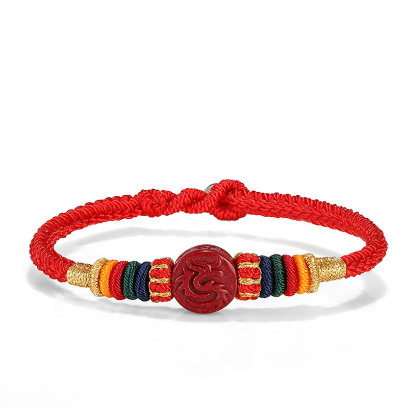 Buddha Stones Year of the Dragon 925 Sterling Silver Chinese Zodiac Cinnabar Auspicious Matches Blessing Bracelet (Extra 30% Off | USE CODE: FS30)