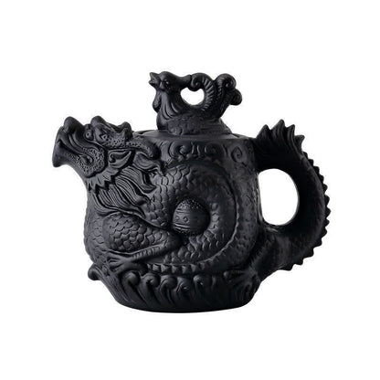 Buddha Stones Vintage Dragon Phoenix Ceramic Teapot
