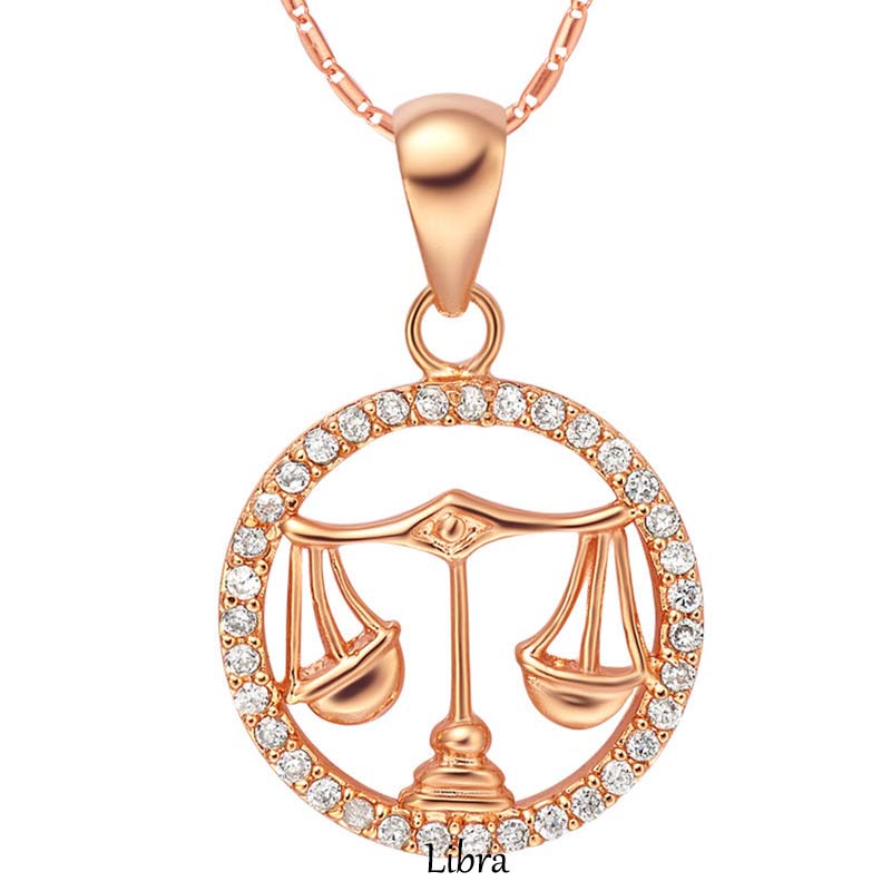 12 Constellations of the Zodiac Rhinestone Luck Necklace Chain Pendant (Extra 30% Off | USE CODE: FS30)