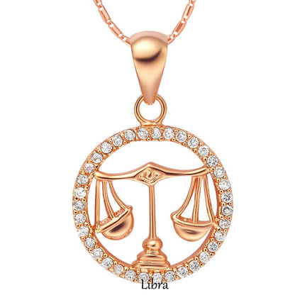 12 Constellations of the Zodiac Rhinestone Luck Necklace Chain Pendant (Extra 30% Off | USE CODE: FS30)