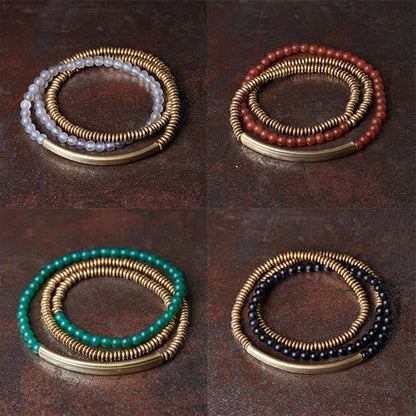 Tibetan Various Agate Stone Copper Protection Triple Wrap Bracelet (Extra 30% Off | USE CODE: FS30)