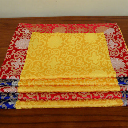 Buddha Stones Brocade Prayer Altar Flower Vajra Dragon Pattern Auspicious Symbols Table Runner
