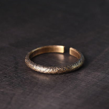 Buddha Stones Tibetan Vintage Texture Design Copper Luck Couple Ring
