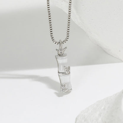 Buddha Stones Chalcedony Bamboo Pattern Harmony Necklace Pendant