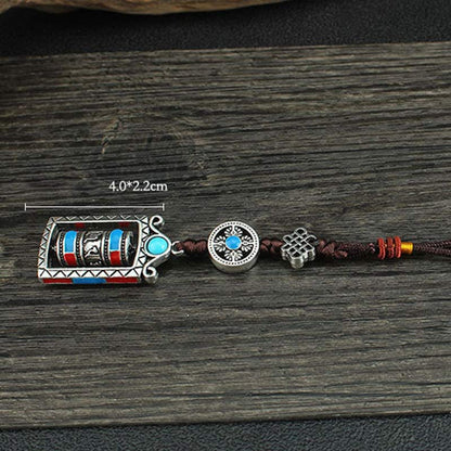 Buddha Stones Six True Words Prayer Wheel Rotation Knot Blessing Keychain Decoration