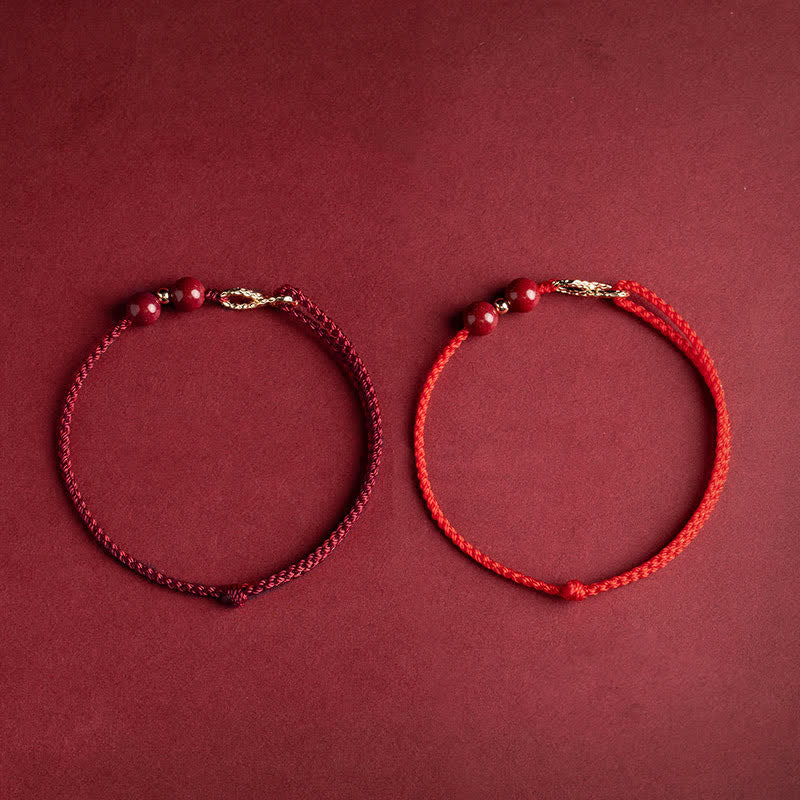 Buddha Stones Cinnabar Blessing Red String Golden Infinity Symbol Bracelet Anklet