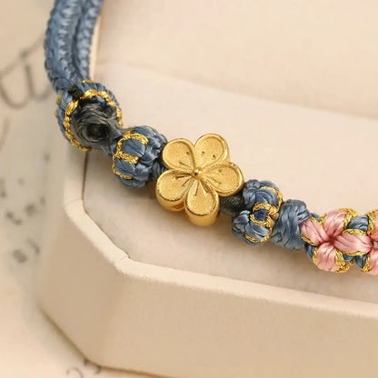 Buddha Stones Peach Blossom Design Wealth String Bracelet
