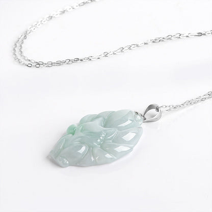 Buddha Stones 925 Sterling Silver Natural Jade Nine Tailed Fox Prosperity Necklace Pendant