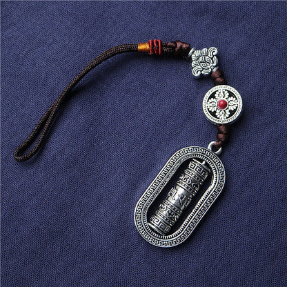 Buddha Stones Tibet Om Mani Padme Hum Prayer Wheel Peace Rotatable Car Hanging Decoration