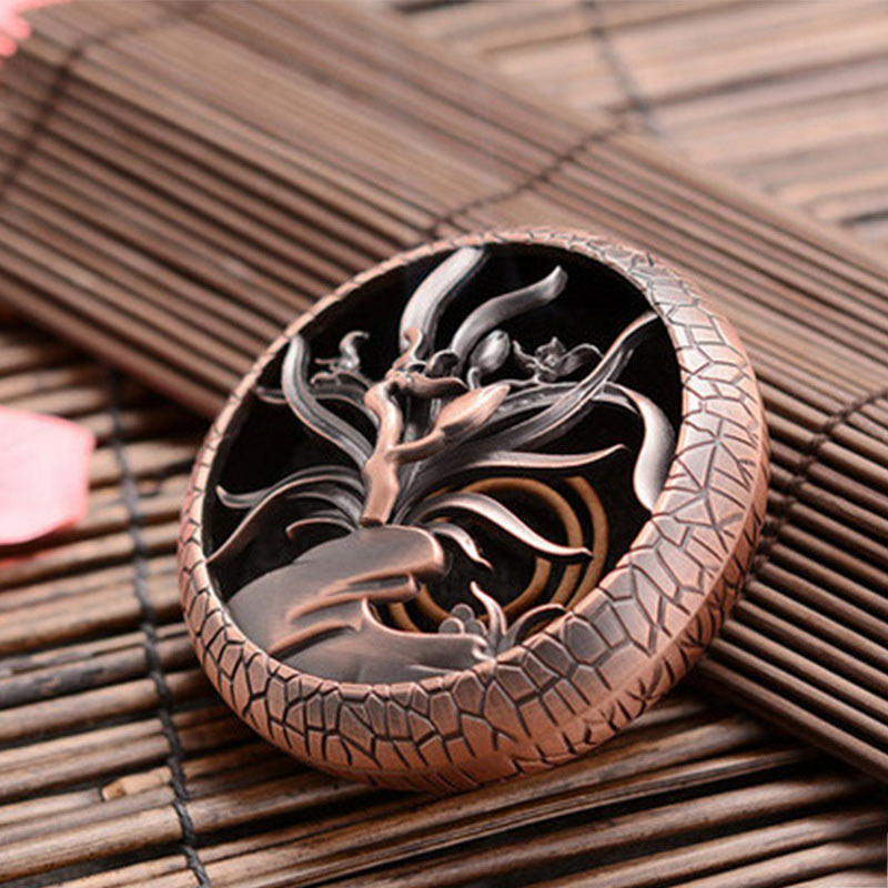 Buddha Stones Plum Flower Orchid Chrysanthemum Pattern Peace Incense Burner Decoration