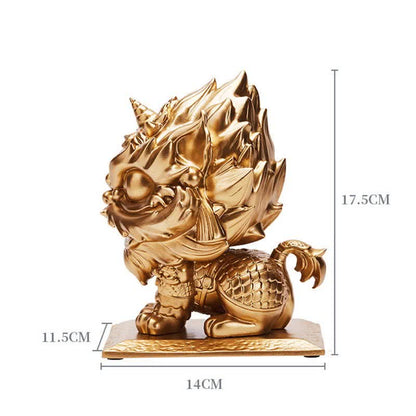 Buddha Stones Lion Statue Strength Resin Home Office Decoration