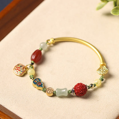 Buddha Stones Tibetan Auspicious Clouds Fortune Happiness Wealth Luck Bracelet