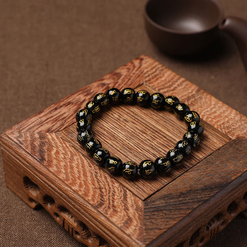FREE Today: Open The Mind Tibet White Crystal Black Onyx Om Mani Padme Hum Meditation Bracelet
