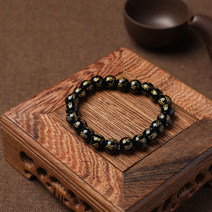 FREE Today: Open The Mind Tibet White Crystal Black Onyx Om Mani Padme Hum Meditation Bracelet