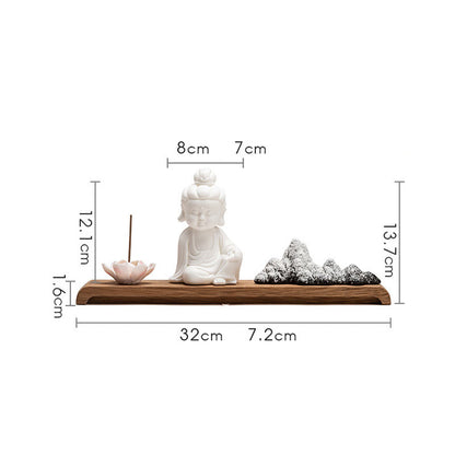 Buddha Stones Lotus Flower Tathagata Kwan Yin Avalokitesvara Ksitigarbha Meditation Ceramic Stick Incense Burner Decoration