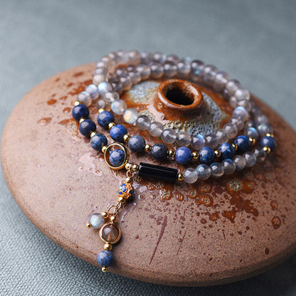 Buddha Stones Moonstone Lazurite Calm Healing Positive Bracelet