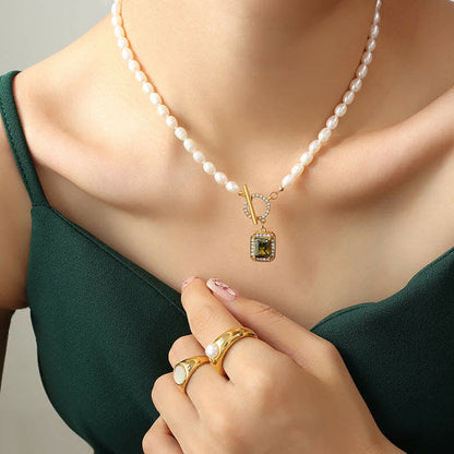 Buddha Stones Pearl Zircon Wealth Charm Necklace Pendant