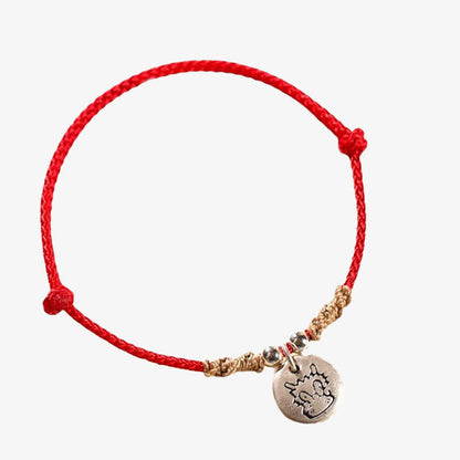 Buddha Stones Handmade 999 Sterling Silver Year of the Dragon Cute Chinese Zodiac Luck Braided Bracelet (Extra 30% Off | USE CODE: FS30)