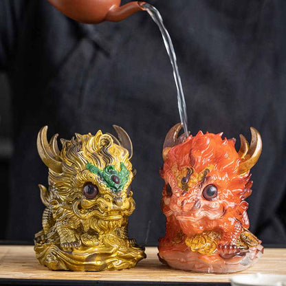 Buddha Stones Color Changing Small Kirin Resin Tea Pet Home Figurine Decoration