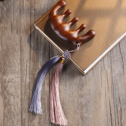 Buddha Stones Simple Green Sandalwood Soothing Tassel Massage Comb