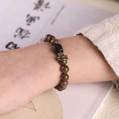 Buddha Stones Tibetan Green Sandalwood Crystal Soothing Peace Bracelet