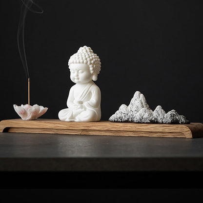 Buddha Stones Lotus Flower Tathagata Kwan Yin Avalokitesvara Ksitigarbha Meditation Ceramic Stick Incense Burner Decoration
