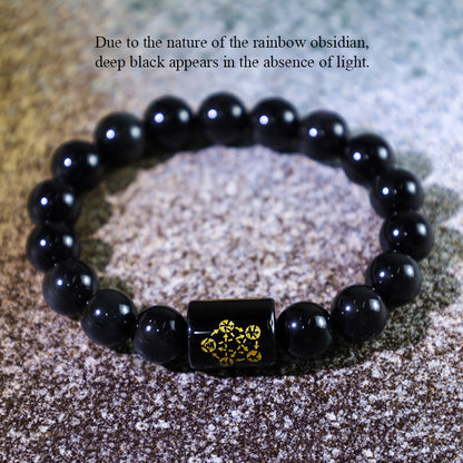 Buddha Stones "Sending Balance and Protection" Rainbow Obsidian Bracelet Includes Gift Message Card