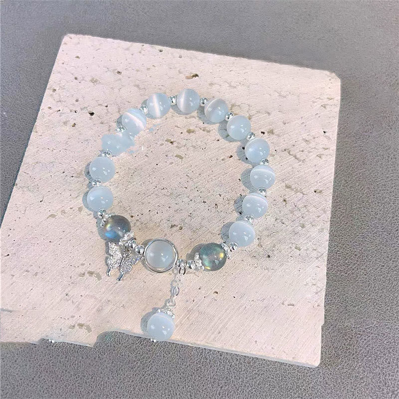 Buddha Stones "Sending Luck and Inner Peace" Cat's Eye Butterfly Bracelet Includes Gift Message Card