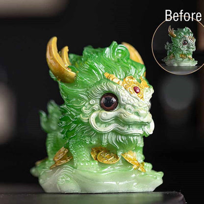 Buddha Stones Color Changing Small Kirin Resin Tea Pet Home Figurine Decoration