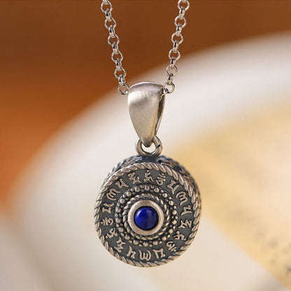 Buddha Stones 925 Sterling Silver Om Mani Padme Hum Lazurite Love Peace Necklace Pendant