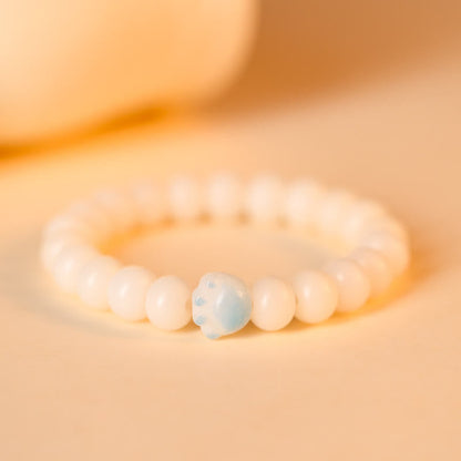 Buddha Stones Natural Bodhi Seed Lovely Paw Lucky Cat Paw Peace Bracelet