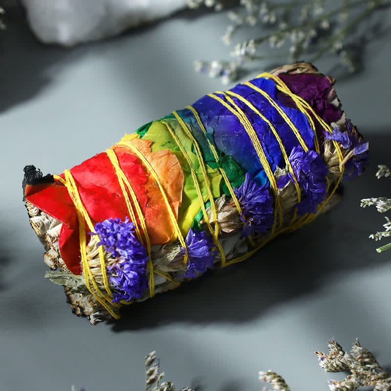 Buddha Stones Red Rose Forget-me-not Colorful Daisy Smudge Stick for Home Cleansing Incense Healing Meditation Smudge Sticks Rituals