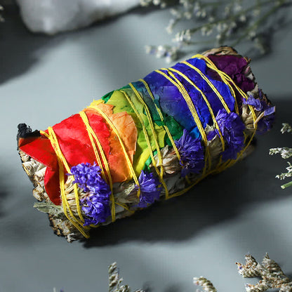 Buddha Stones Red Rose Forget-me-not Colorful Daisy Smudge Stick for Home Cleansing Incense Healing Meditation Smudge Sticks Rituals