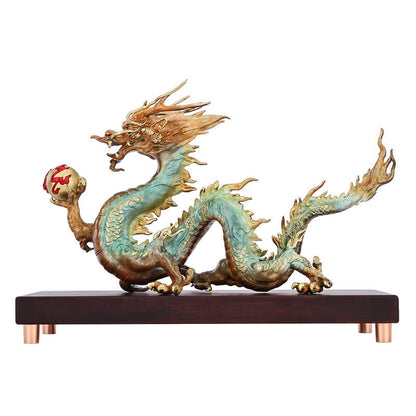 Buddha Stones Year Of The Dragon Auspicious Dragon Brass Copper Luck Success Office Decoration