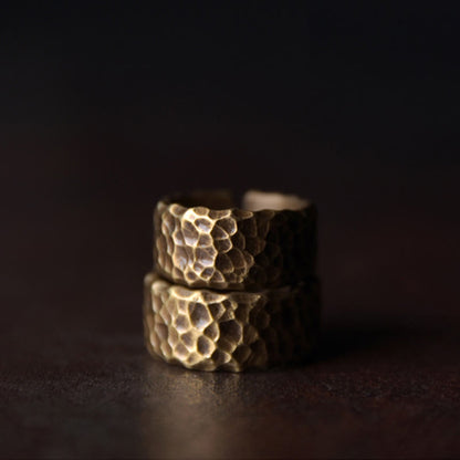 Buddha Stones Tibetan Bump Texture Design Copper Brass Luck Ring