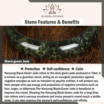 Buddha Stones Tibetan Nanyang Black-Green Jade PiXiu Peace Buckle Protection Necklace Pendant