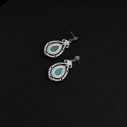 Buddha Stones Tibet Vintage Turquoise Waterdrop Strength Drop Dangle Earrings Clips