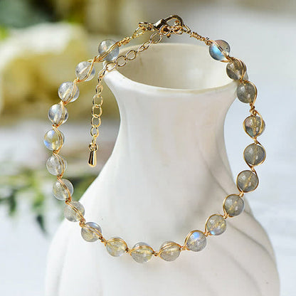 Buddha Stones Natural Moonstone 14K Gold Plated Healing Positive Bracelet