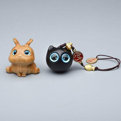 Buddha Stones Green Sandalwood Mini Cute Animal Rabbit Cat Deer Whale Prosperity Phone Hanging Decorations