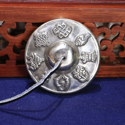 Buddha Stones Tibetan Tingsha Bell Six True Words White Copper Healing Decoration